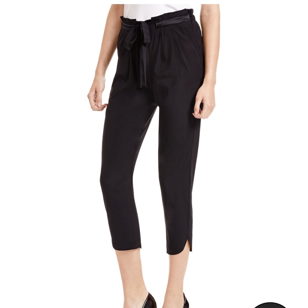 Ramy Brook Pants Black Stretch Silk Cropped Size Small